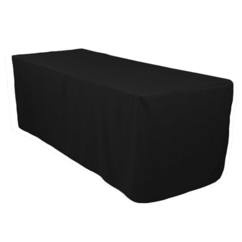Surmente Black Fitted Tablecloths for 6 Foot Rectangle Tables, Black Table Covers for Weddings, Banquets, or Restaurants - Image 1
